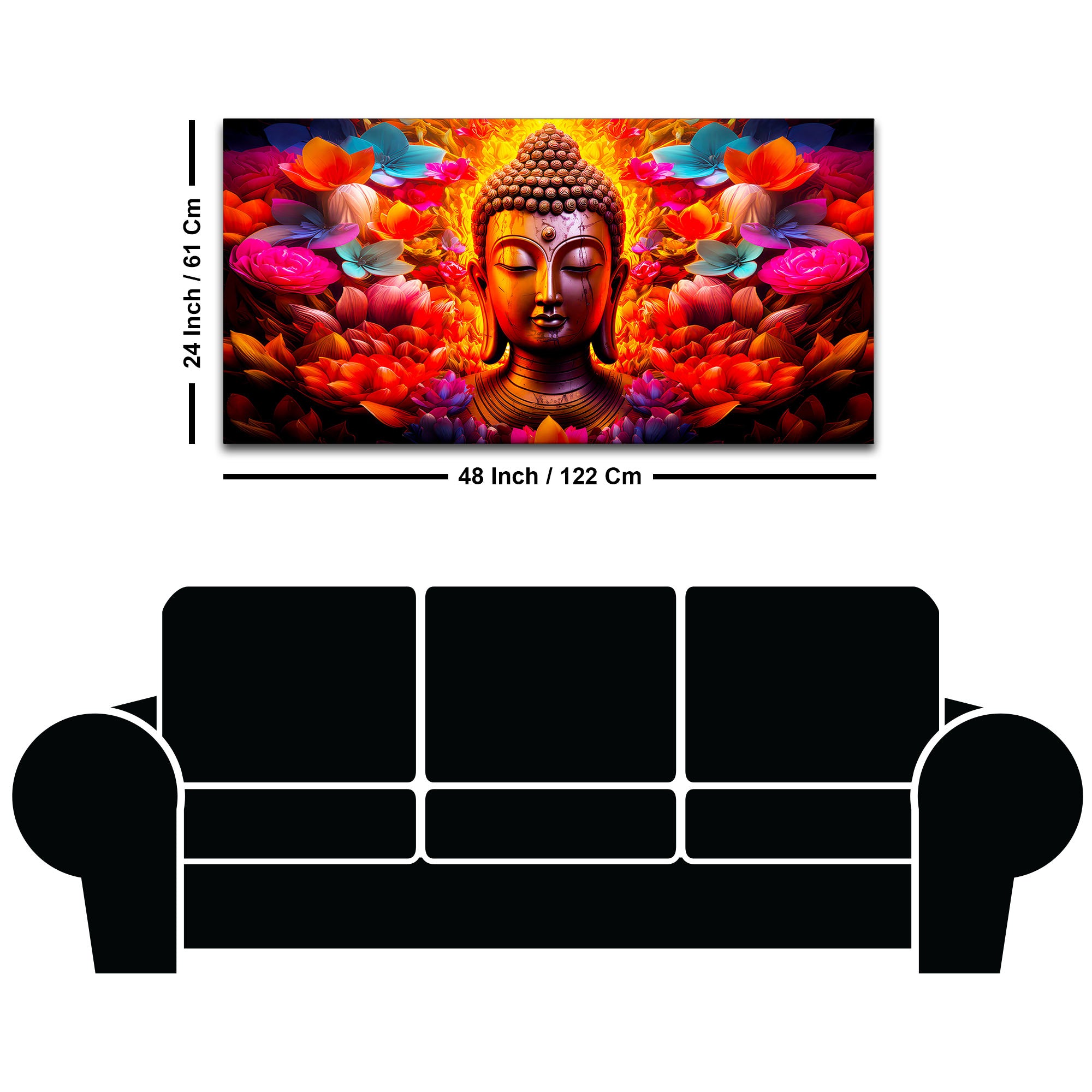 Positive Energy Buddha Wall Painting for Modern Home Interior