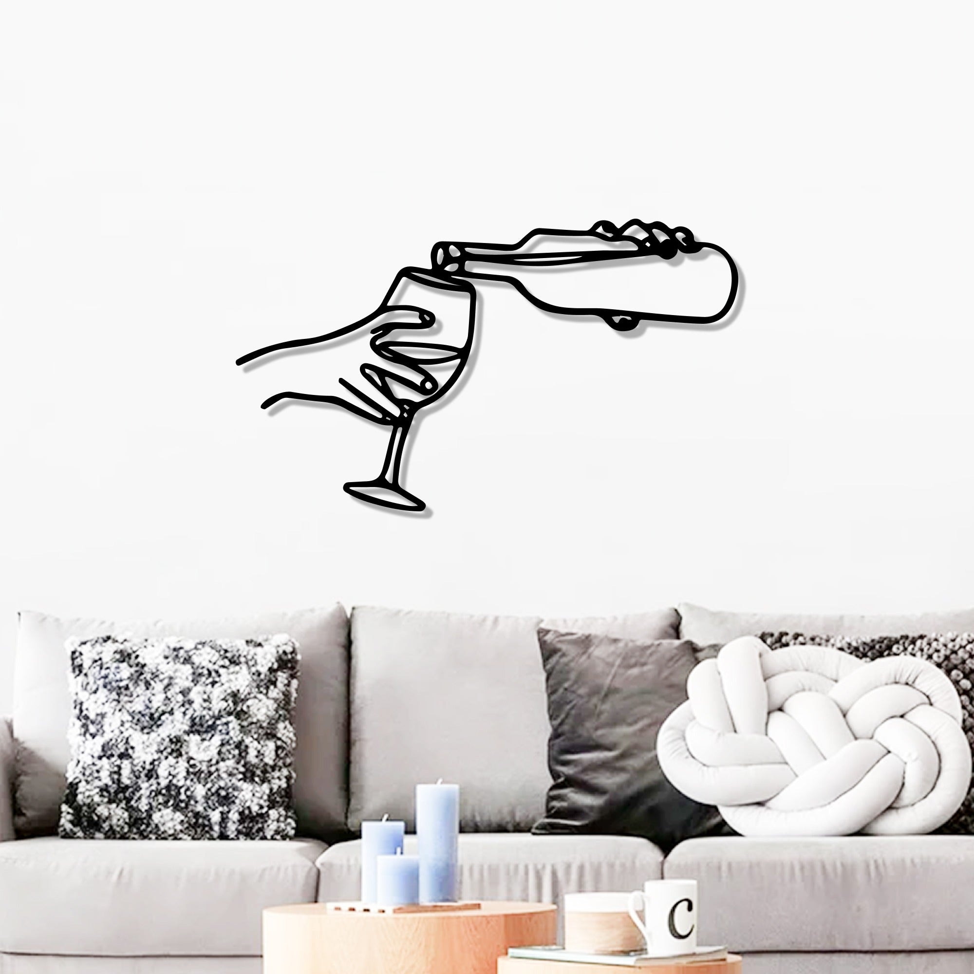 Pouring Wine In the Glass Metal Art Wall Decor