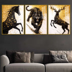 Powerful Animal Floating Acrylic Wall Painting Set of 3