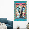 Powerful Gajanan Floral Border Vertical Canvas Wall Painting