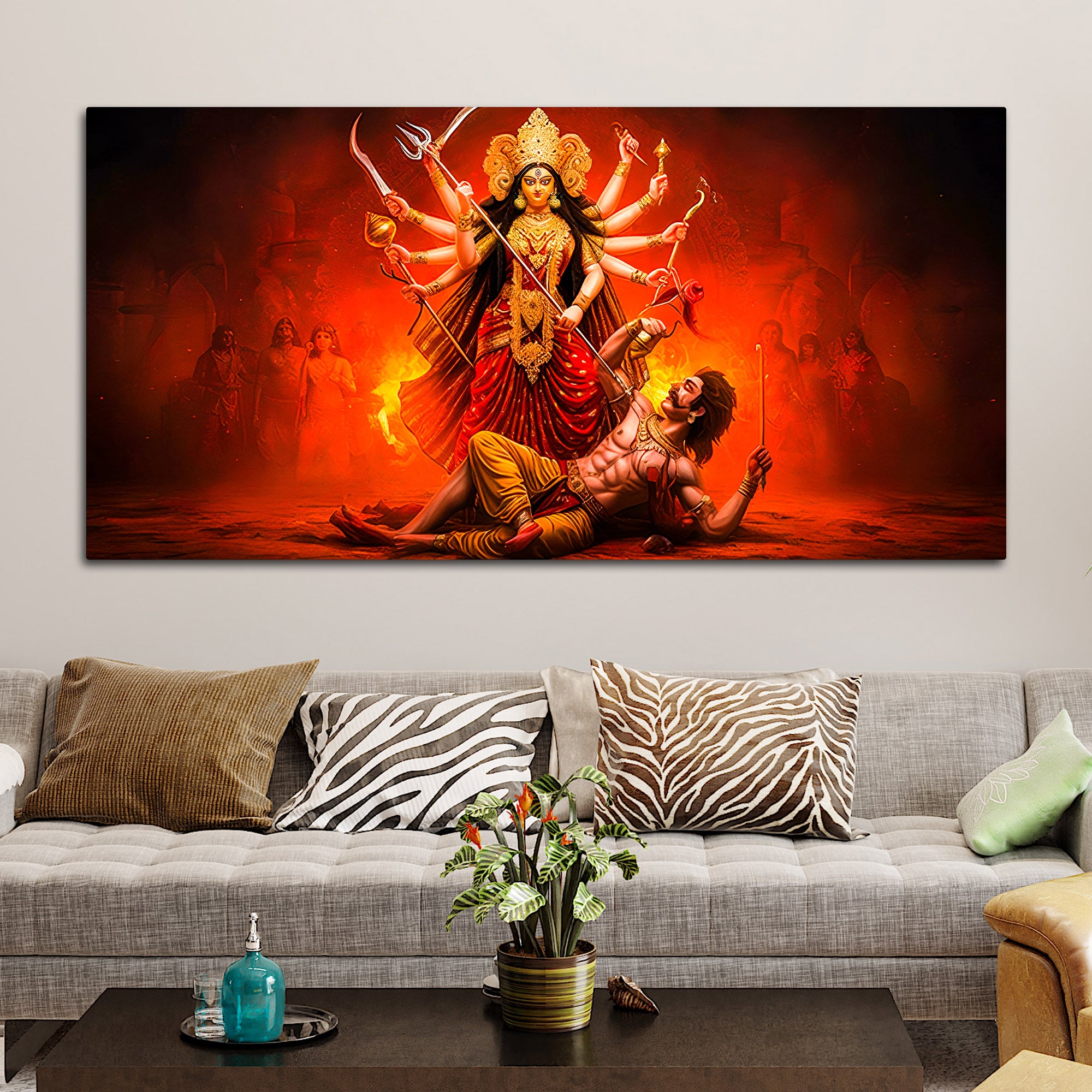 Powerful Goddess Durga Wall Canvas Painting