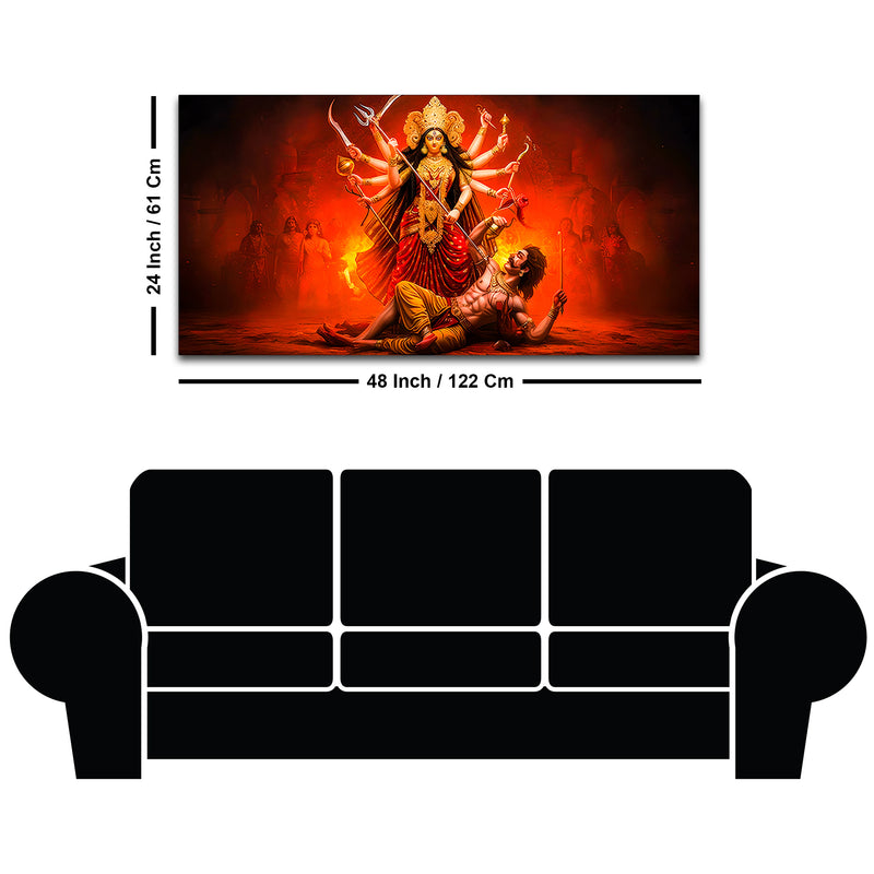 Powerful Goddess Durga Wall Canvas Painting