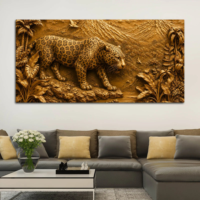 Powerful Leopard in Exotic Rainforest 3D Canvas Wall Painting