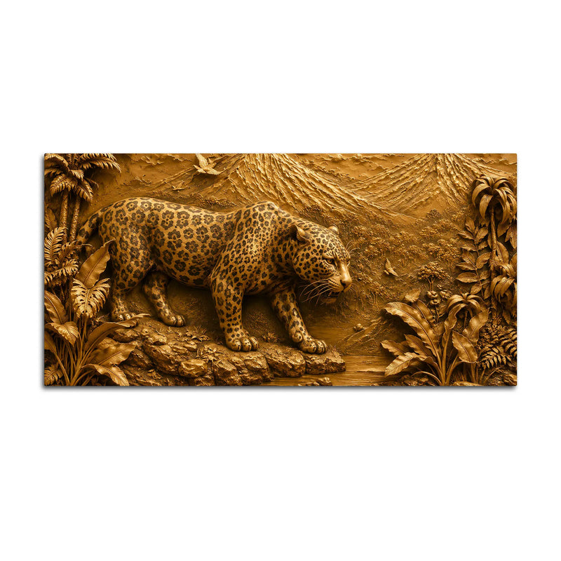 Powerful Leopard in Exotic Rainforest 3D Canvas Wall Painting