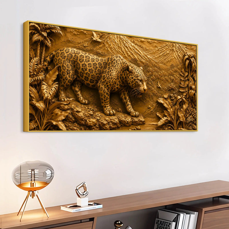 Powerful Leopard in Exotic Rainforest 3D Canvas Wall Painting