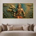 Powerful Lord HanumanJi 3D Bas-Relief Type Canvas Wall Painting