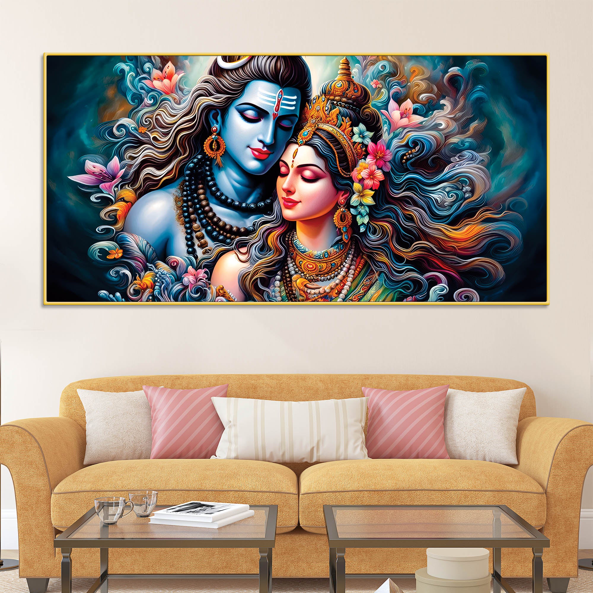 Powerful Mahadev Canvas Painting for Living Room Interior