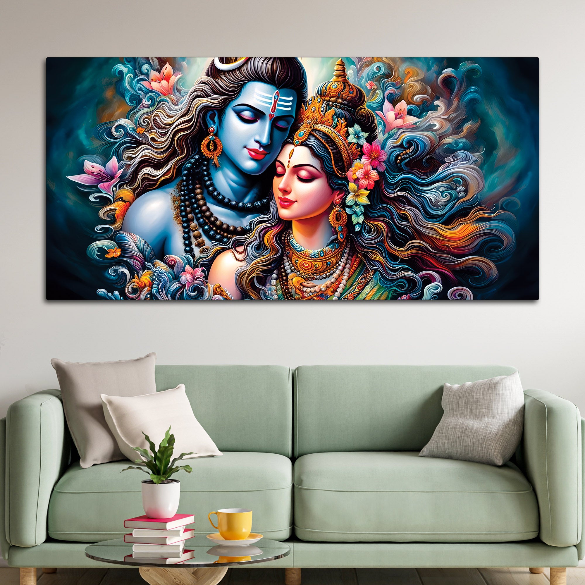 Powerful Mahadev Canvas Painting for Living Room Interior