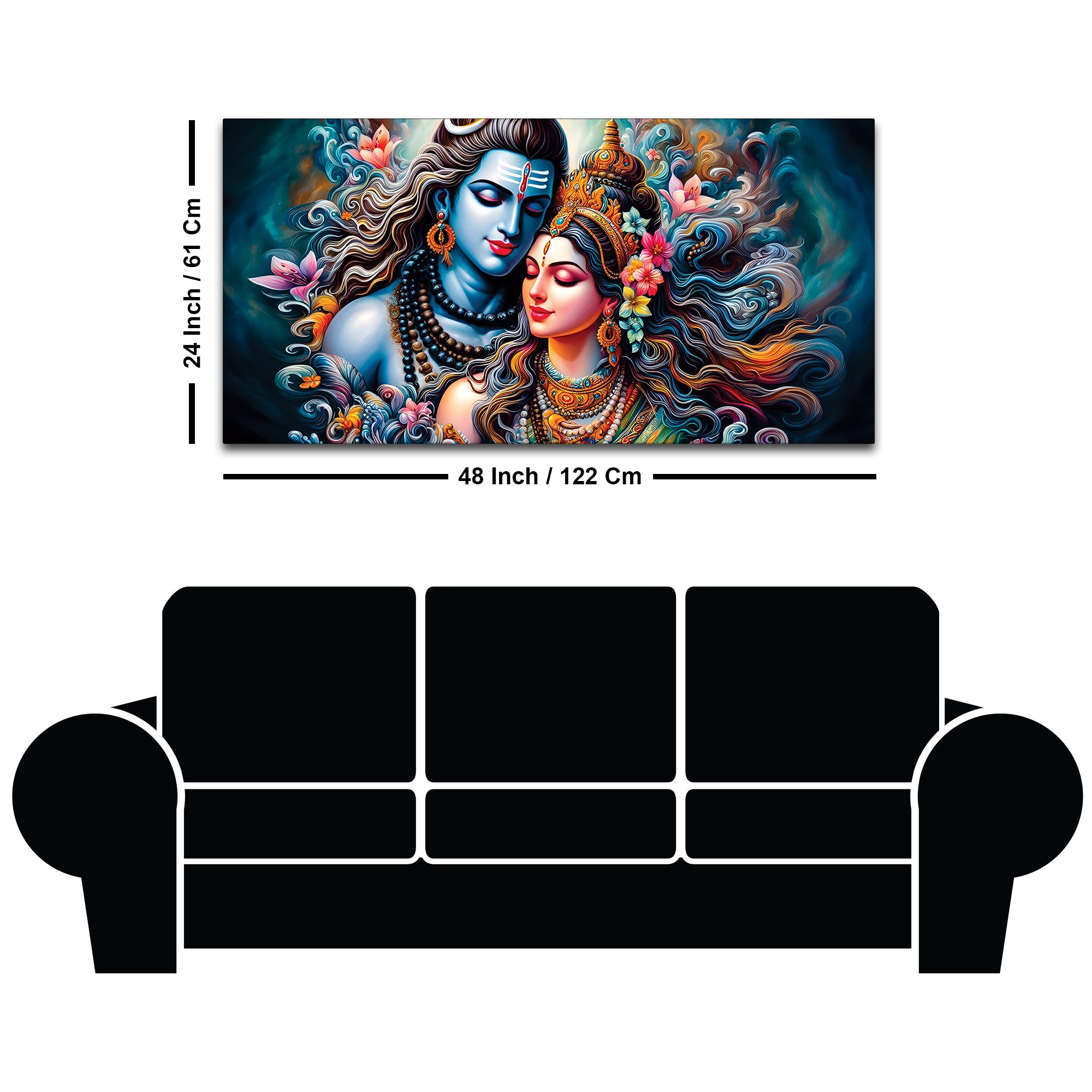 Powerful Mahadev Canvas Painting for Living Room Interior