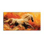 Powerful Running White Horse Canvas Wall Painting
