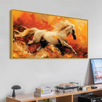 Powerful Running White Horse Canvas Wall Painting