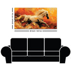 Powerful Running White Horse Canvas Wall Painting