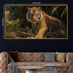 Powerful Tiger in Jungle Floating Frame Crystal Wall Painting