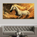 Powerful White Horse Abstract Canvas Wall Painting for Living Room Décor