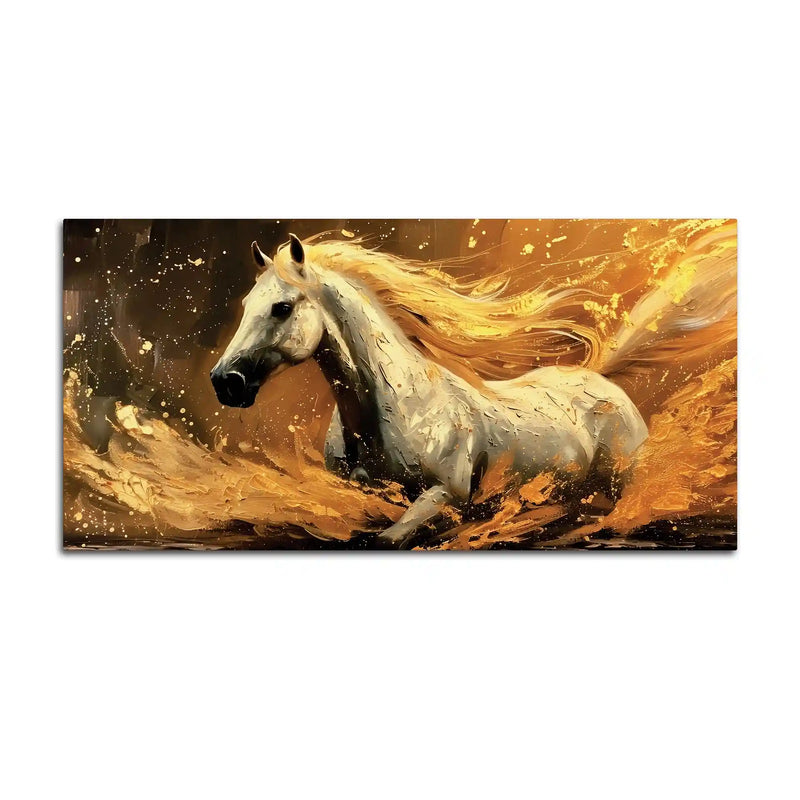 Powerful White Horse Abstract Canvas Wall Painting for Living Room Décor
