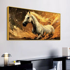 Powerful White Horse Abstract Canvas Wall Painting for Living Room Décor
