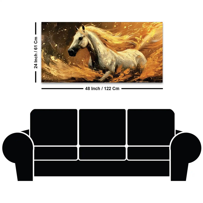 Powerful White Horse Abstract Canvas Wall Painting for Living Room Décor