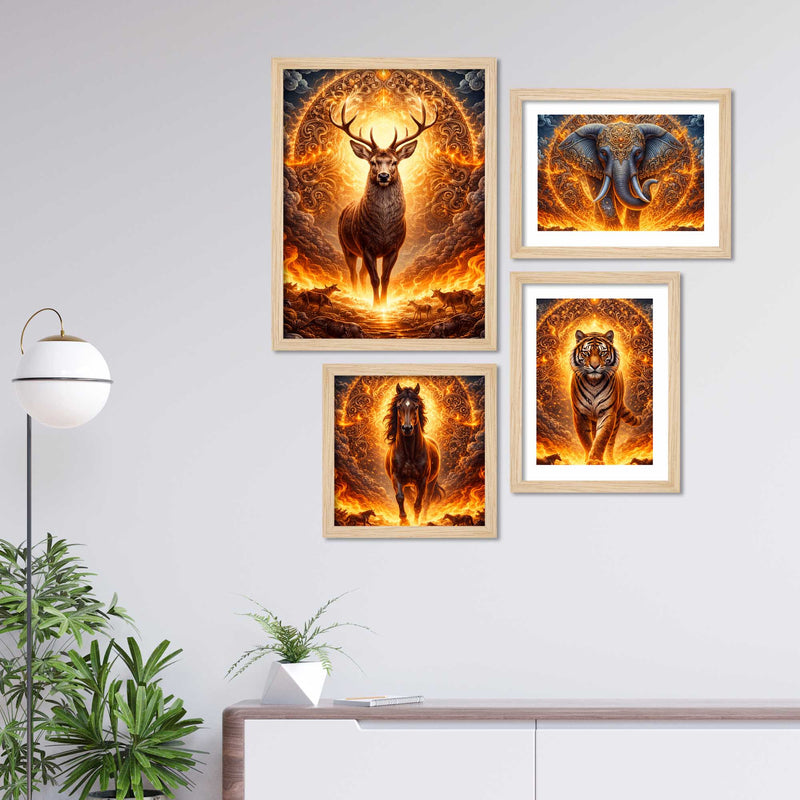 Powerful Wildlife Wall Frame Set of Four