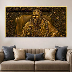 Premanand Ji Maharaj Shree Radha Bhakti Metallic Look 3D Canvas Wall Painting