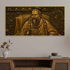 Premanand Ji Maharaj Shree Radha Bhakti Metallic Look 3D Canvas Wall Painting