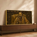 Premanand Ji Maharaj Shree Radha Bhakti Metallic Look 3D Canvas Wall Painting