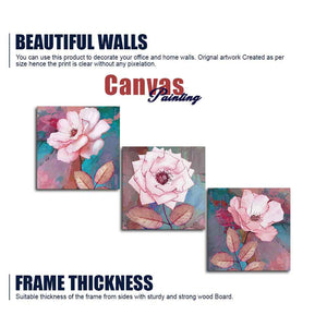 Premium 3 Pieces Wall Painting of Pink Rose