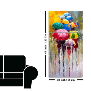 Premium 3 Pieces Wall Painting of Rainy Day