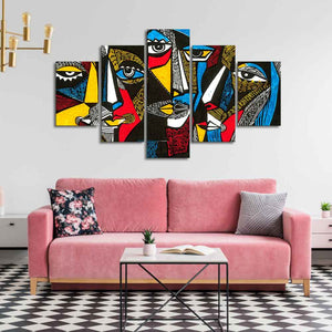 Premium 5 Pieces Wall Painting of Abstract Faces Modern Art