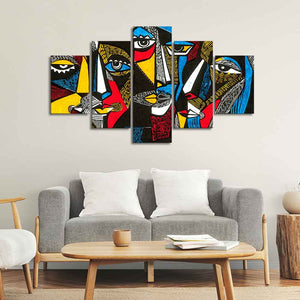 Premium 5 Pieces Wall Painting of Abstract Faces Modern Art