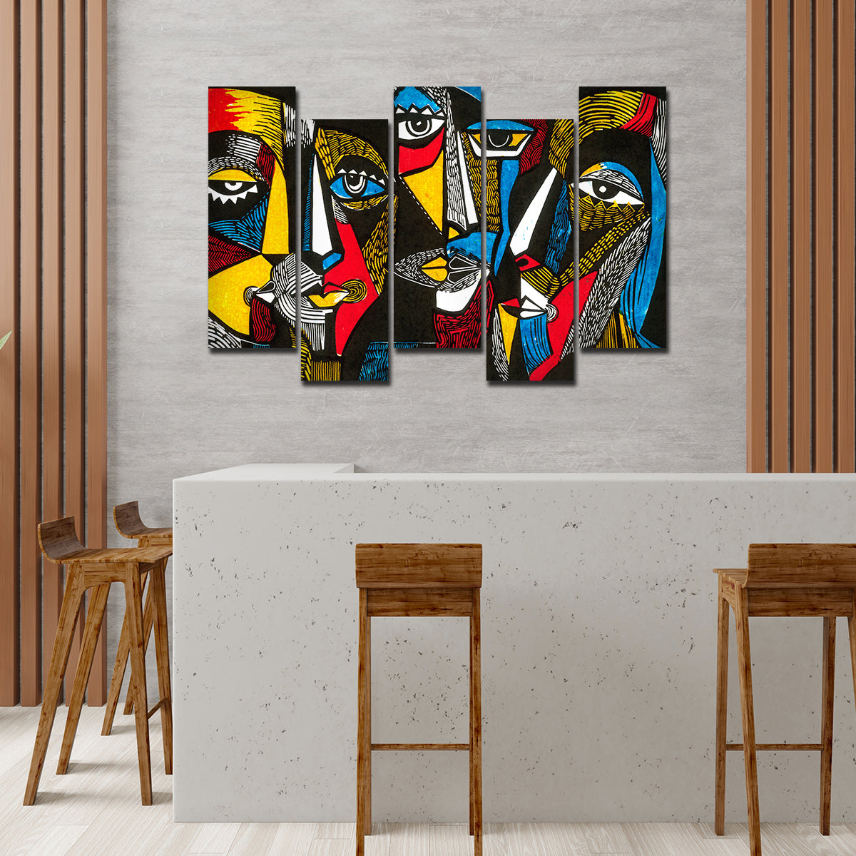 Premium Abstract Faces Bedroom Wall Painting