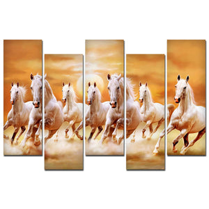 Seven Running Horses Wall Painting Canvas Painting Premium 5 Pieces