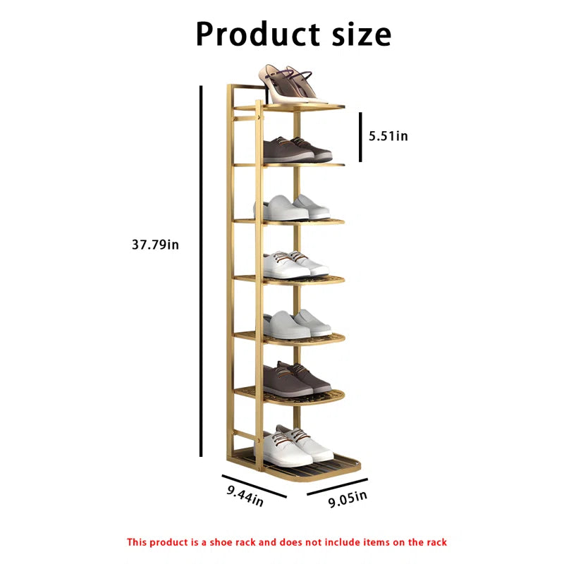 Premium 7 Pair Shoe Display Stand with Sturdy Golden Metal Frame