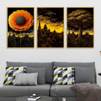 Premium Abstract Cityscape Canvas Wall Decor Painting Set of Three
