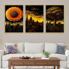 Premium Abstract Cityscape Canvas Wall Decor Painting Set of Three