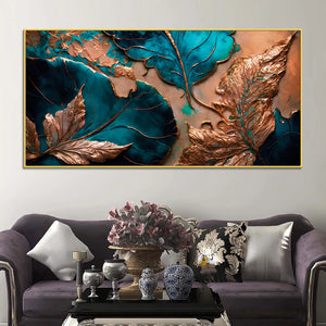 premium-abstract-leaves-canvas-wall-painting