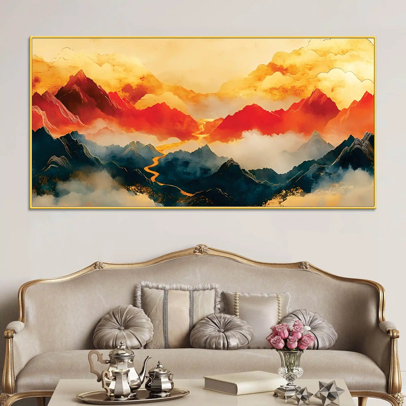 premium-abstract-mountain-sunset-canvas-painting