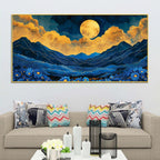 Premium Abstract Night Sky Mountain Canvas Painting
