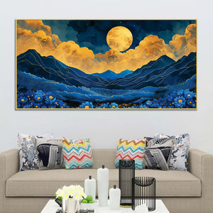 Premium Abstract Night Sky Mountain Canvas Painting