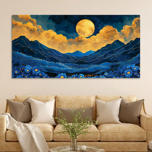 Premium Abstract Night Sky Mountain Canvas Painting