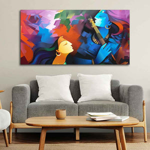 Premium Abstract Painting of Lord Radha Krishna