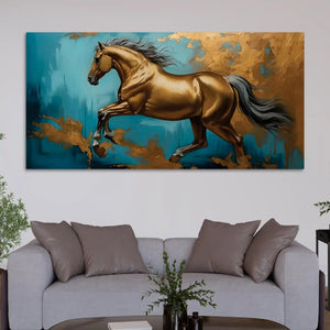 Premium Abstract Running Horse Canvas Wall Art Modern Painting
