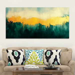 Premium Abstract Teal Green Golden Canvas Wall Painting for Home & Office