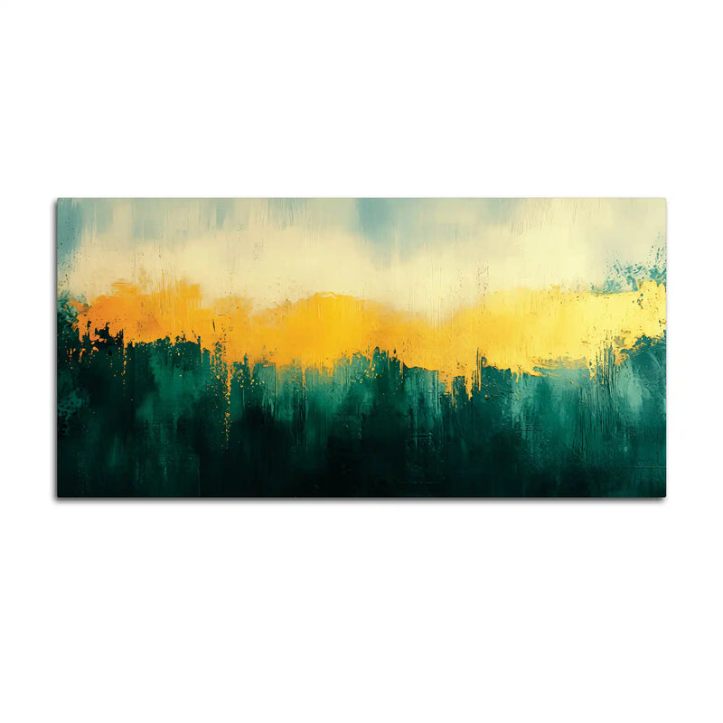 Premium Abstract Teal Green Golden Canvas Wall Painting for Home & Office
