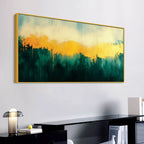 Premium Abstract Teal Green Golden Canvas Wall Painting for Home & Office