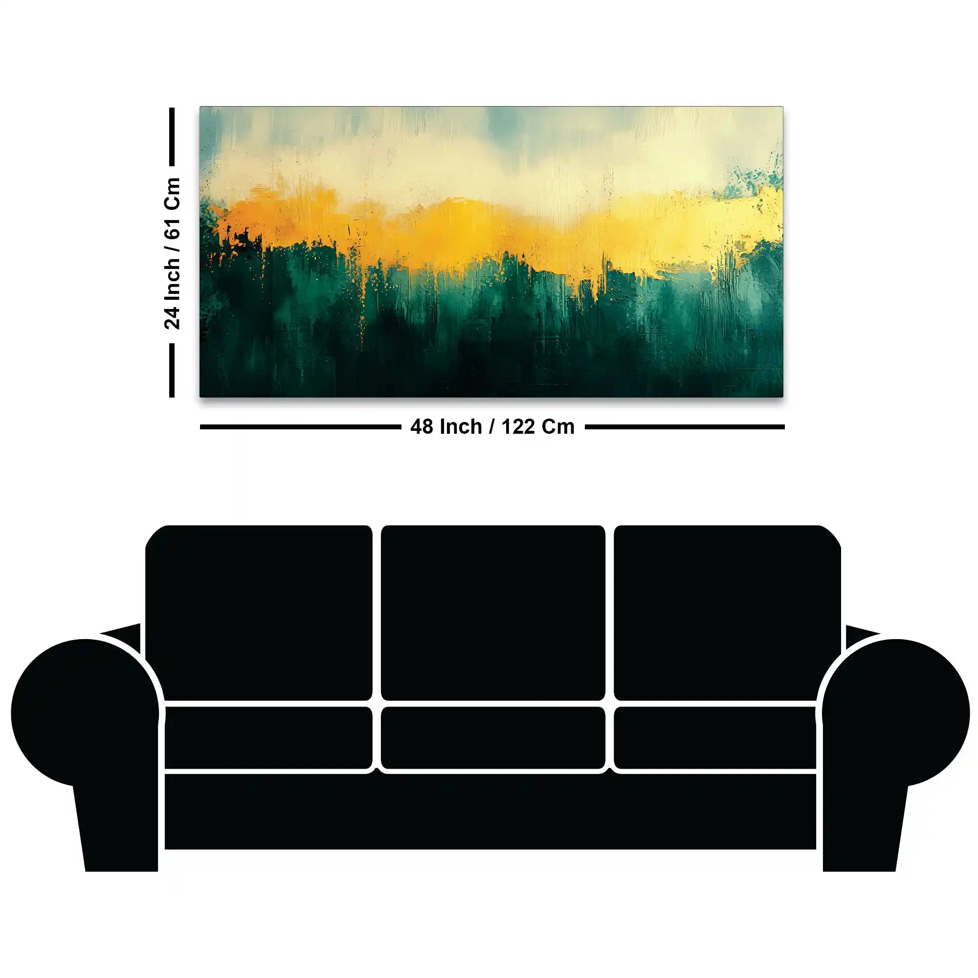 Premium Abstract Teal Green Golden Canvas Wall Painting for Home & Office