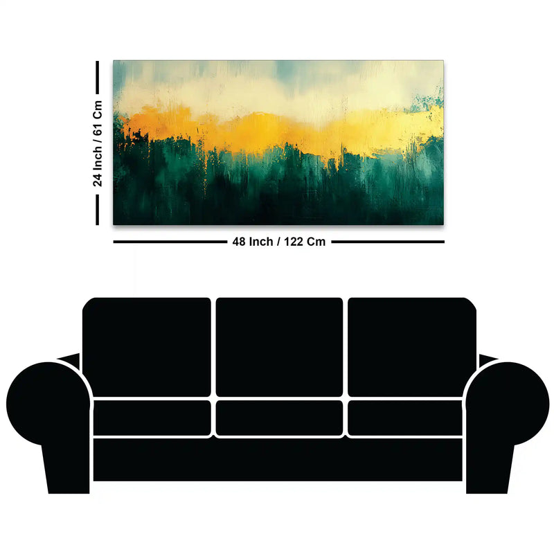 Premium Abstract Teal Green Golden Canvas Wall Painting for Home & Office
