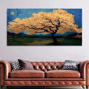 Premium Abstract Wide Tree Canvas Wall Painting
