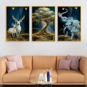 Premium Animal Canvas Wall Art Painting Set of Three