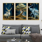 Premium Animal Canvas Wall Art Painting Set of Three