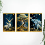 Premium Animal Canvas Wall Art Painting Set of Three